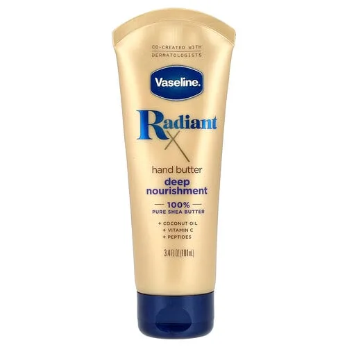 Vaseline, RadiantX, Manteca de nutrición profunda para manos, 101 ml (3,4 oz. Líq.)