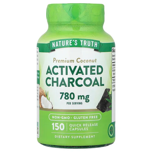 Nature's Truth, Carbón vegetal activado de coco prémium, 150 cápsulas de liberación rápida (260 mg por cápsula)