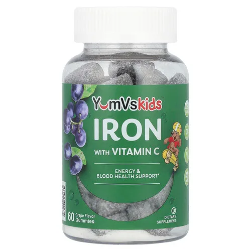 YumVs, Gomitas con hierro y vitamina C, Uva, 60 gomitas