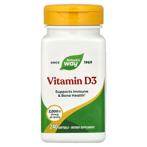 Nature's Way, Vitamina D3, 50 mcg (2000 UI), 240 cápsulas blandas