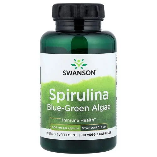 Swanson Vitamins, Algas verdiazules espirulina, Estandarizado, 90 cápsulas vegetales