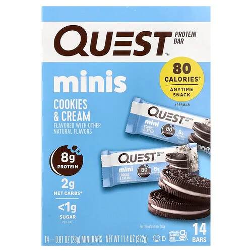 Quest Nutrition, Minibarritas, Barrita proteica, Galletas y crema, 14 barritas, 23 g (0,81 oz) cada una
