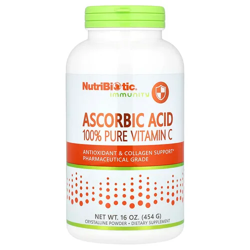 NutriBiotic, Inmunidad, Ácido ascórbico, Vitamina C 100 % pura, Polvo cristalino, 454 g (16 oz)