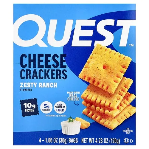 Quest Nutrition, Galletas saladas con queso, Ranch picante, 4 bolsas, 30 g (1,06 oz) cada una