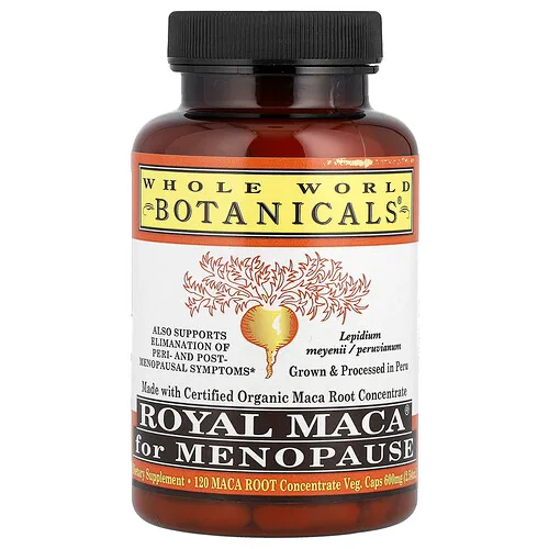 Whole World Botanicals, Royal Maca® para la menopausia, 120 cápsulas vegetales Gorras