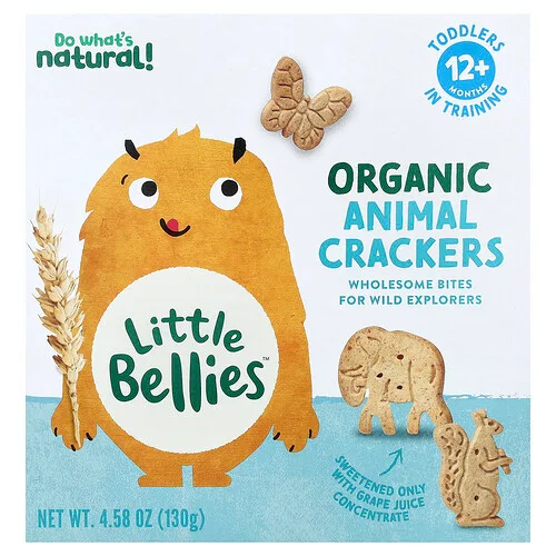 Little Bellies, Galletas orgánicas con formas de animales, 12 meses en adelante, 130 g (4,58 oz)