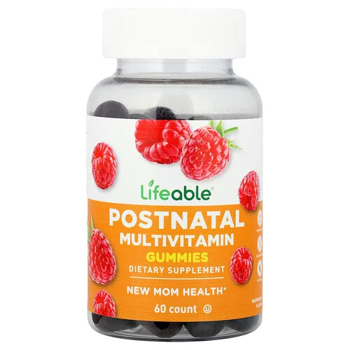 Lifeable, Gomitas multivitamínicas posnatales, Frambuesa, 60 gomitas