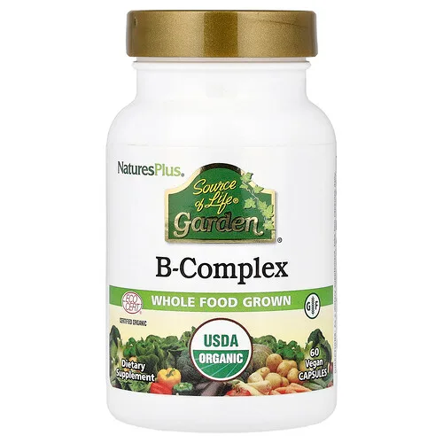 NaturesPlus, Source of Life® Garden, Complejo de vitaminas B orgánicas, 60 cápsulas veganas