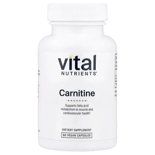 Vital Nutrients, Carnitina, 60 cápsulas veganas (500 mg por cápsula)