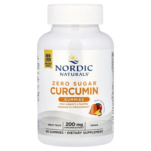 Nordic Naturals, Gomitas de curcumina sin azúcar, Mango, 60 gomitas (100 mg por gomita)