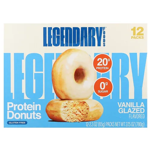 Legendary Foods, Donas proteicas, Glaseadas con vainilla, 12 paquetes, 65 g (2,3 oz) cada uno