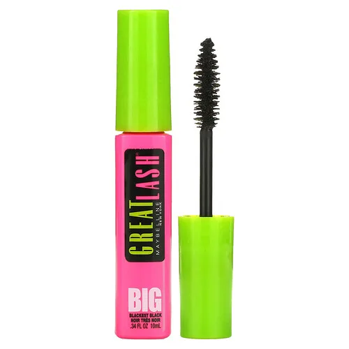 Maybelline, Great Lash, Máscara para pestañas Big, 130 Negro extremo, 10 ml (0,34 oz. líq.)