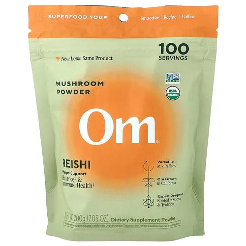 Om Mushrooms, Hongo reishi en polvo, Reishi, 200 g (7,05 oz)