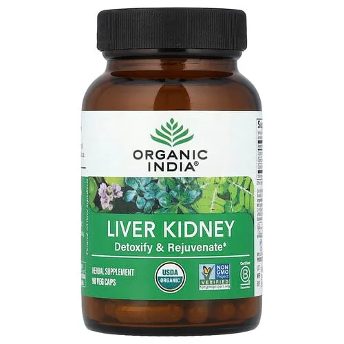 Organic India, Hígado y riñón, 90 cápsulas vegetales