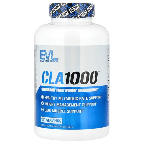 EVLution Nutrition, CLA1000®, Control del peso sin estimulantes, 180 cápsulas blandas (1000 mg por cápsula blanda)
