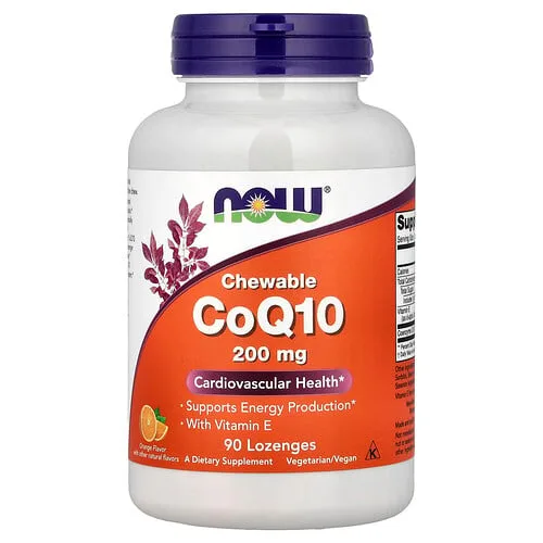 NOW Foods, CoQ10 masticable con vitamina E, Naranja, 90 pastillas