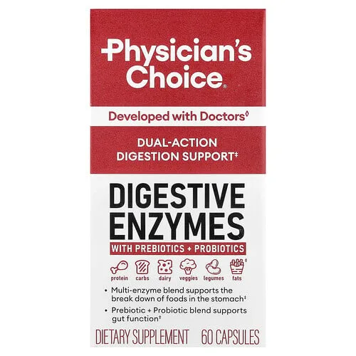 Physician's Choice, Enzimas digestivas con prebiótico más probióticos, 60 cápsulas vegetales