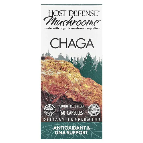 Host Defense, Mushrooms™, Chaga, 60 cápsulas (0,5 g por cápsula)