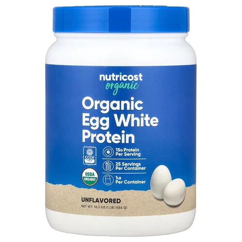 Nutricost, Proteína de clara de huevo orgánico, Sin sabor, 454 g (1 lb)