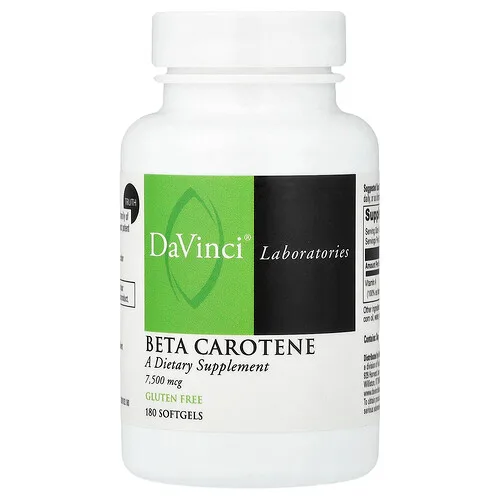 DaVinci Laboratories, Beta caroteno, 7500 mcg, 180 cápsulas blandas
