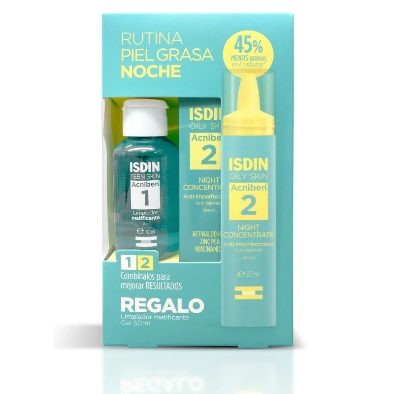 ISDIN ACNIBEN Night Concentrate Sérum 27 ml + REGALO Limpiador Matificante Gel