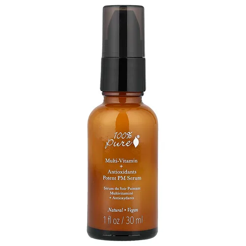 100% PURE, Sérum nocturno potente con múltiples vitaminas y antioxidantes, 30 ml (1 oz. líq.)