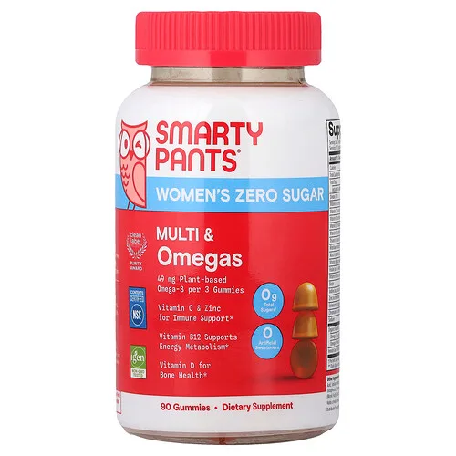 SmartyPants, Gomitas sin azúcar para mujeres, Gomitas con múltiples ingredientes y omega, Naranja, 90 gomitas