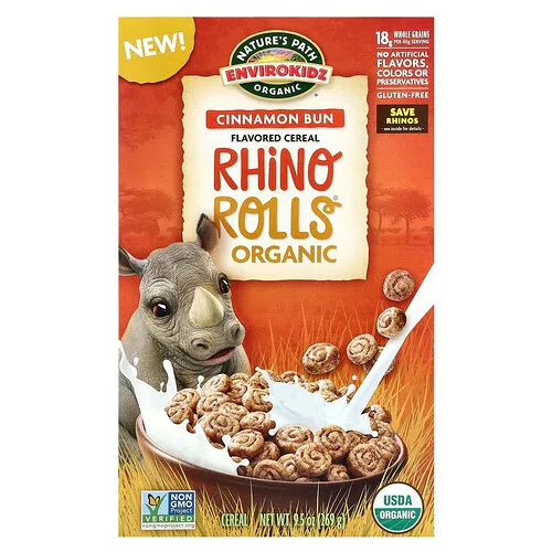 Nature's Path, EnviroKidz, Cereal Rhino Rolls® orgánico, Rollo de canela, 269 g (9,5 oz)