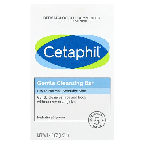 Cetaphil, Barra de jabón de limpieza suave, 127 g (4,5 oz)