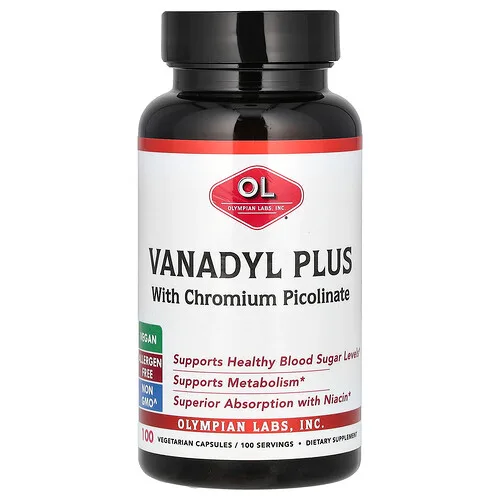Olympian Labs, Vanadyl Plus con picolinato de cromo, 100 cápsulas vegetales