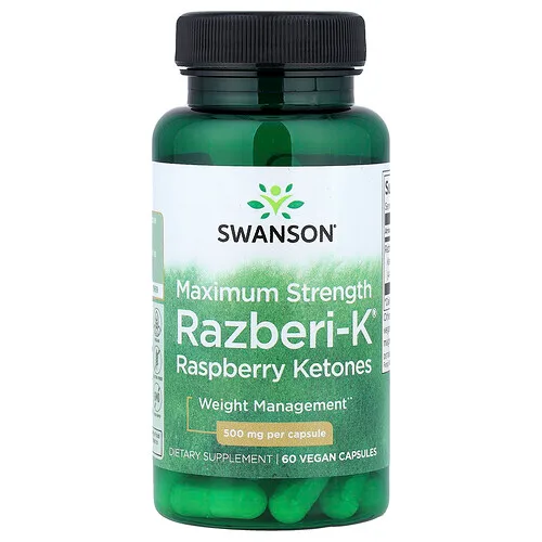 Swanson Vitamins, Razberi-K®, Cetonas de frambuesa, Máxima concentración, 500 mg, 60 cápsulas veganas