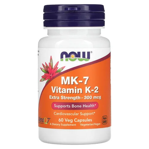 NOW Foods, Vitamina K2 MK-7, 300 mcg, 60 cápsulas vegetales