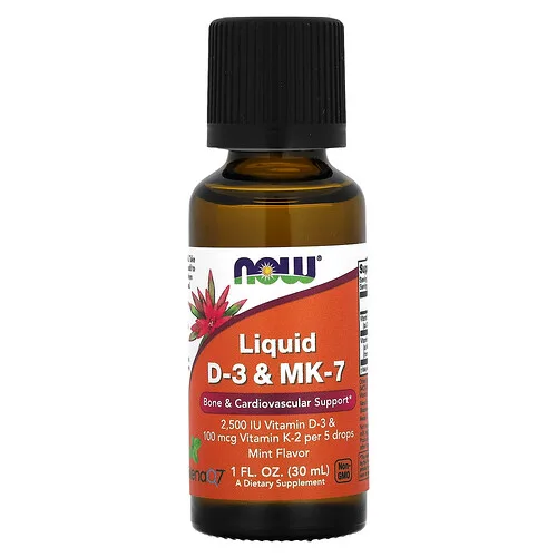 NOW Foods, Vitaminas D3 y MK-7 líquidas, Menta, 30 ml (1 oz. líq.)