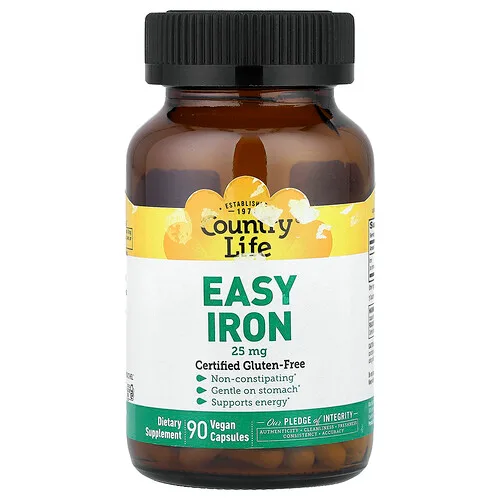 Country Life, Hierro fácil, 25 mg, 90 cápsulas veganas