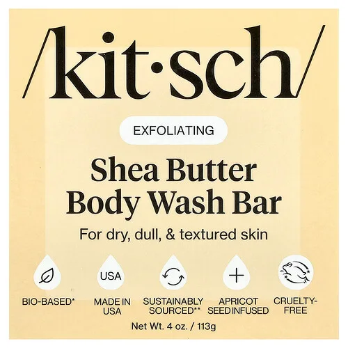 Kitsch, Jabón líquido en barra sólido humectante para el cuerpo, Almendra y karité, 113 g (4 oz)