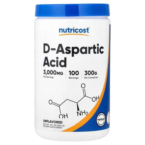 Nutricost, Ácido D-aspártico, Sin sabor, 10.7 oz (300 g)