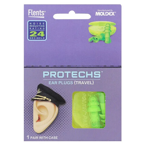 Flents, Protechs, Tapones para los oídos, Viaje`` 1 par con estuche
