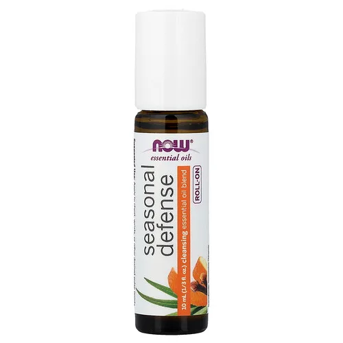 NOW Foods, Aceites esenciales, Roll-on, Defensa estacional, 10 ml (1/3 de oz. líq.)