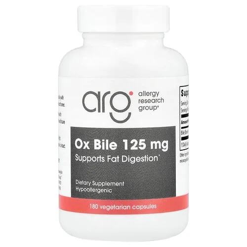Allergy Research Group, Bilis de buey, 125 mg, 180 cápsulas vegetales