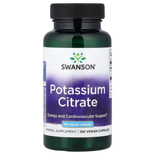 Swanson Vitamins, Citrato de potasio, 99 mg, 120 cápsulas vegetales