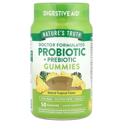 Nature's Truth, Gomitas probióticas y prebióticas, Sabor tropical natural, 50 gomitas
