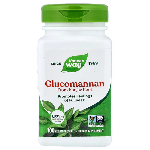 Nature's Way, Glucomanano proveniente de la raíz de konjac, 100 cápsulas veganas (665 mg por cápsula)