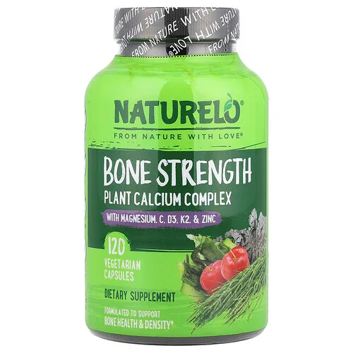 NATURELO, Bone Strength, Complejo de calcio vegetal, 120 cápsulas vegetales