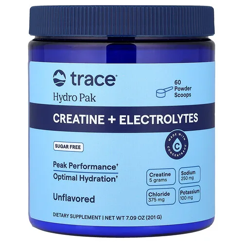 Trace, Hydro Pak, Creatina y electrolitos, Sin sabor, 201 g (7,09 oz)