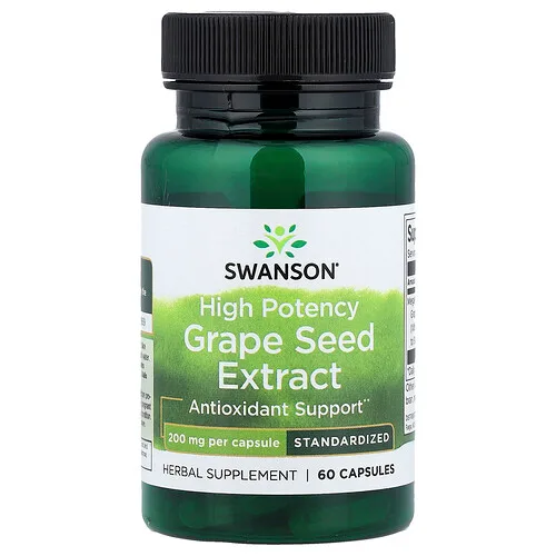 Swanson Vitamins, Extracto de semilla de uva. Alta potencia, 200 mg, 60 cápsulas