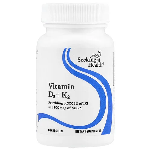 Seeking Health, Vitaminas D3 y K2, 60 cápsulas