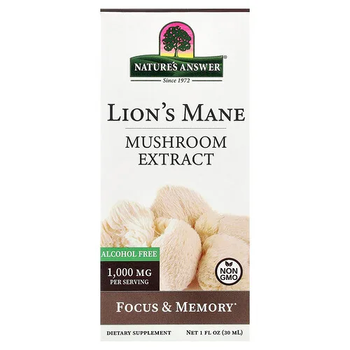 Nature's Answer, Melena de león, Extracto de hongo, Sin alcohol, 30 ml (1 oz. líq.)