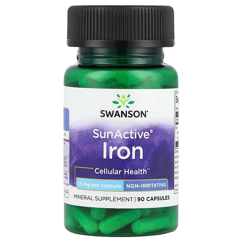 Swanson Vitamins, SunActive®, Hierro, 15 mg, 90 cápsulas