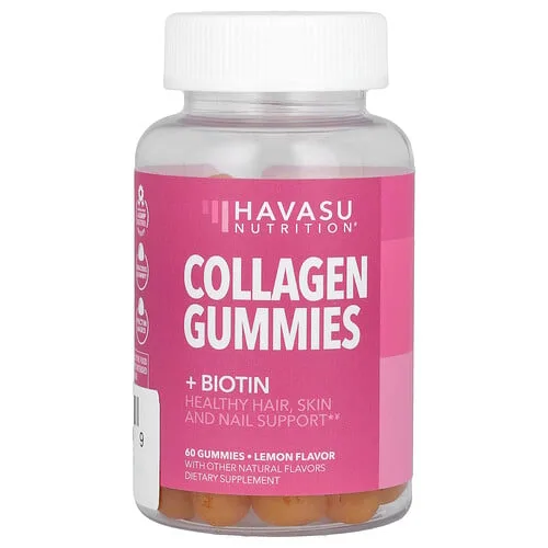 Havasu Nutrition, Gomitas con colágeno y biotina, Limón, 60 gomitas