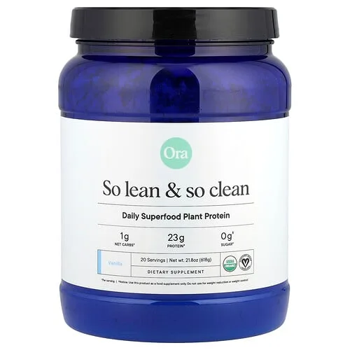 Ora, So Lean & So Clean, Proteína de superalimentos a base de plantas, Vainilla, 600 g (21,2 oz)